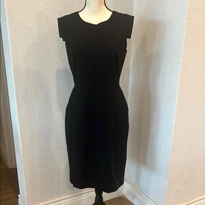 J. Crew Black Sheath Resume Midi Dress Crew Neck Sleeveless